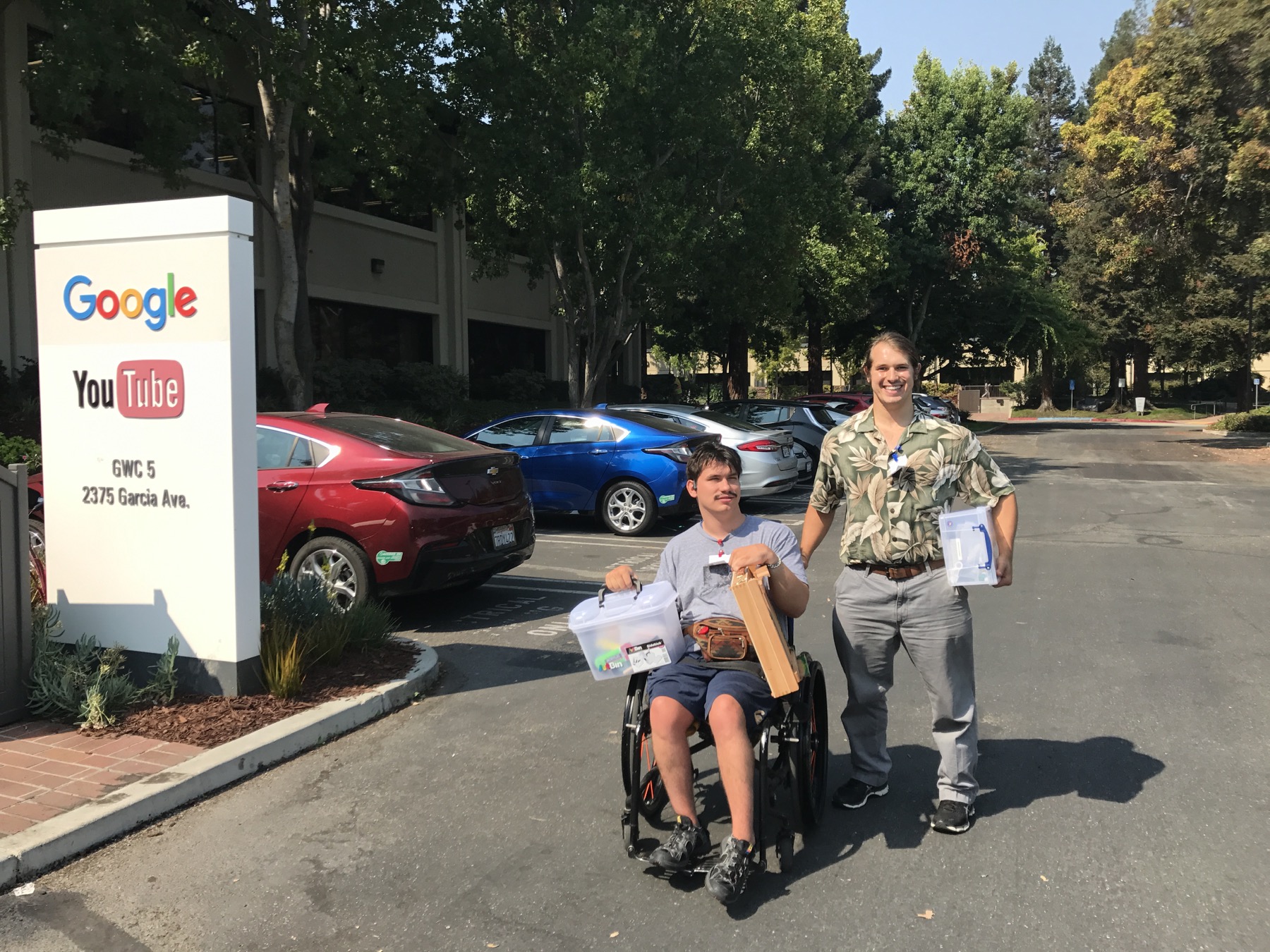 Dan and Stan outside of Google